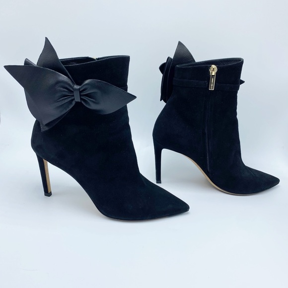 Jimmy Choo size 7 /37 Kassidy Suede Black Bow Ankle Bootie - Picture 3 of 8